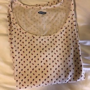 COPY - old navy cute white floral ribbed thermal top